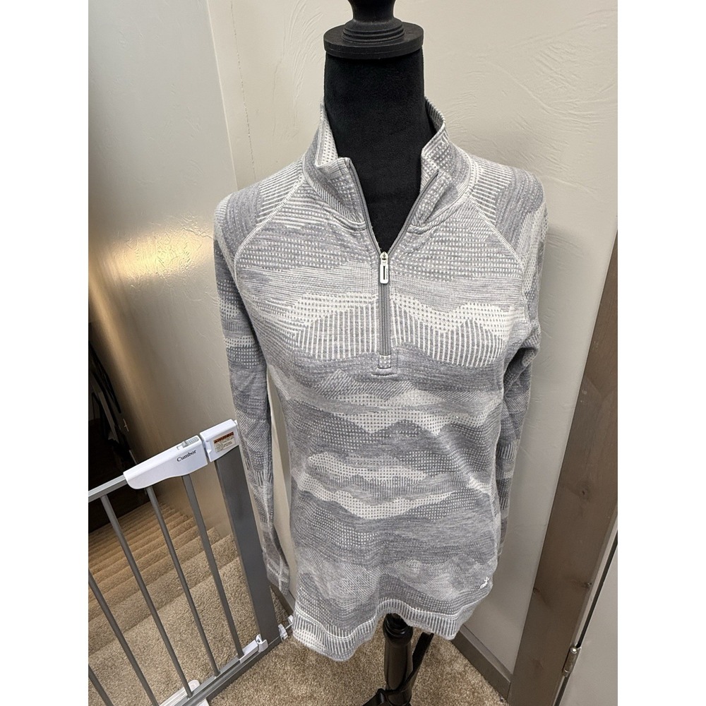 Smartwool Classic Thermal Merino 250 Base Layer 1/4 Zip Gray Mountain Scape Sz L